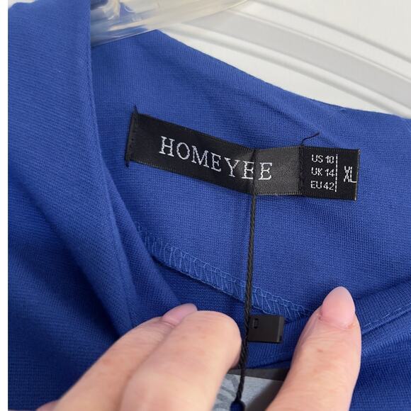 NWT HOMEYEE Black and Blue Dress Size 10 - Picture 7 of 8